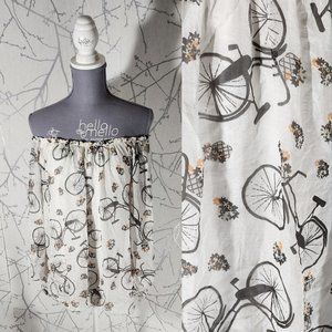 Angela White Bicycles Printed Silk Off Shoulder Blouse